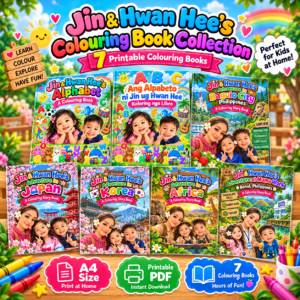 Jin & Hwan Hee’s Complete Colouring Book Collection – 7 Printable Books Bundle